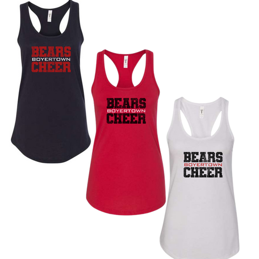 Bears Cheer Ladies Racerback Tank - CHEER Stacked