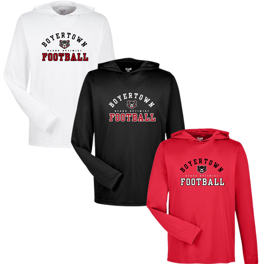 Boyertown Optimist Football Unisex Hooded Performance LS Tee - Cover 1