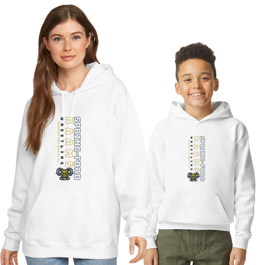 SF Wrestling  Unisex White Hoodie Vertical