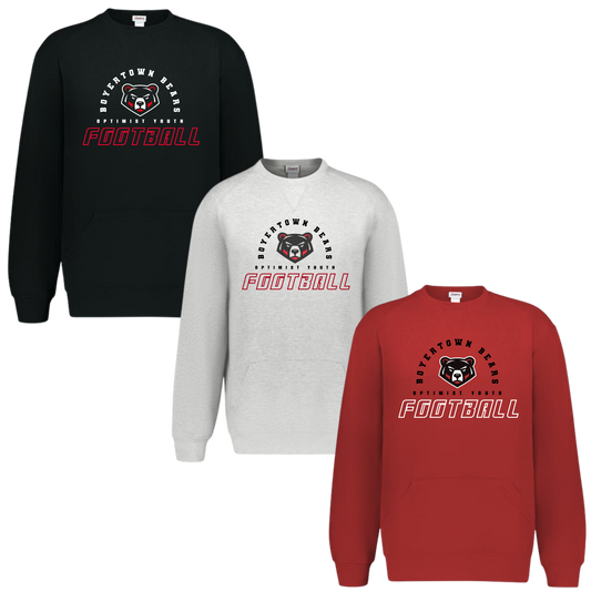 Boyertown Optimist Football Unisex Crewneck With Pouch Pockets - First Down
