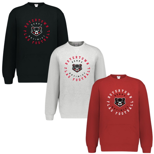Boyertown Optimist Football Unisex Crewneck With Pouch Pockets - Edge