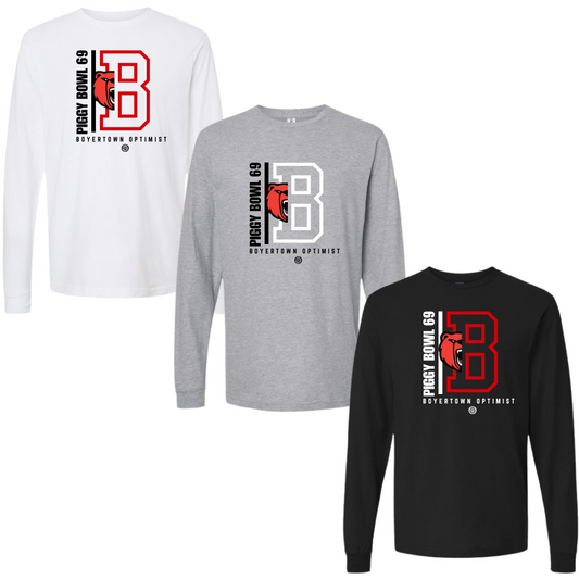 Piggy Bowl Long Sleeve Cotton Tee B-Town