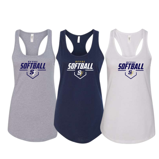 SFYAL Ladies Racerback Tank Level Up Baseball/Softball