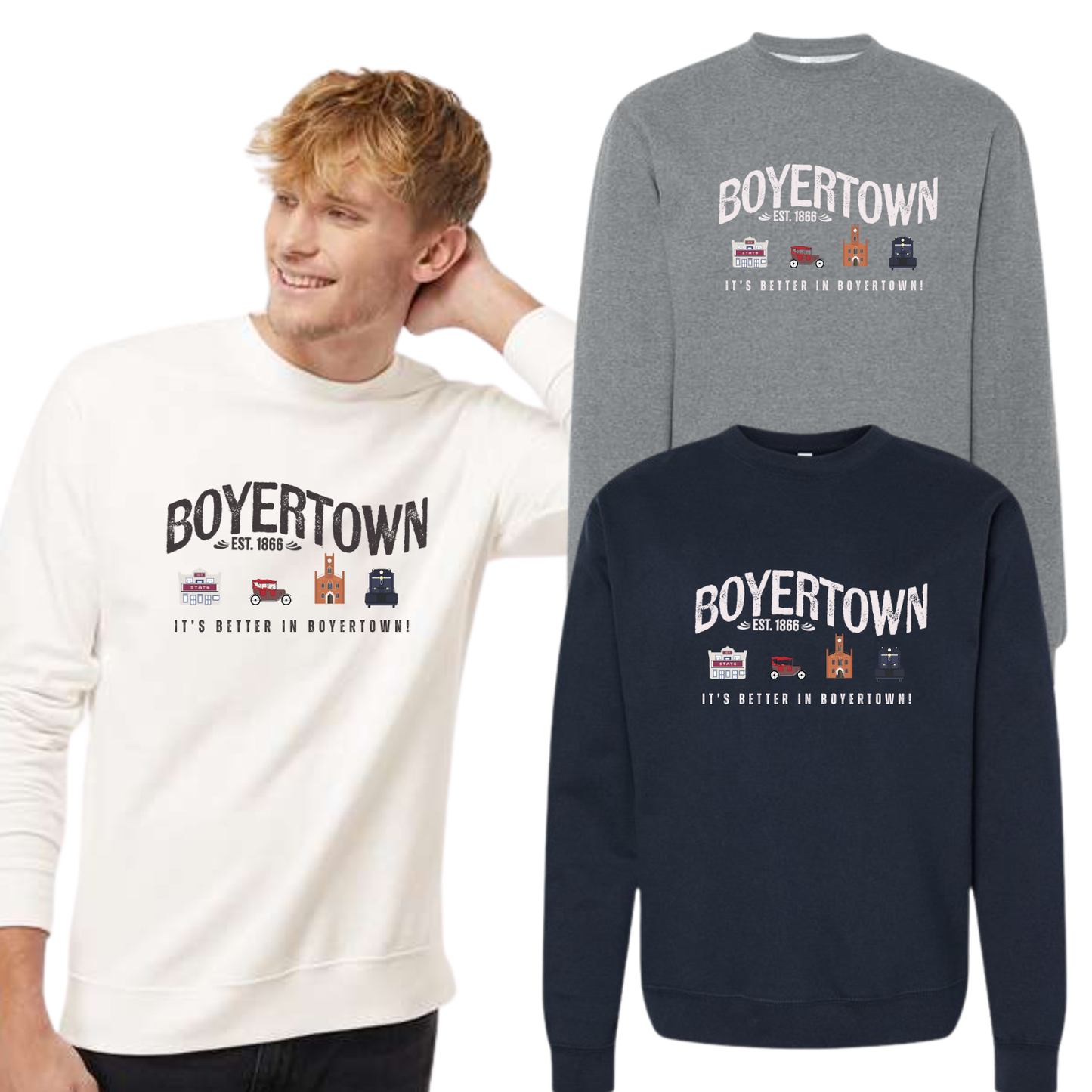 Building A Better Boyertown Independent Trading Co Crewneck Sweatshirt Icons