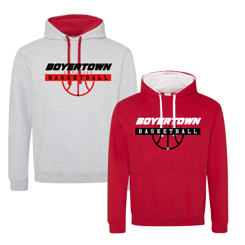 Boyertown Basketball Contrast Adult Hoodie Forward