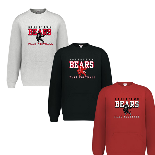 Boyertown Optimist Flag Football Unisex Crewneck W Pouch Pockets -Bold Bear