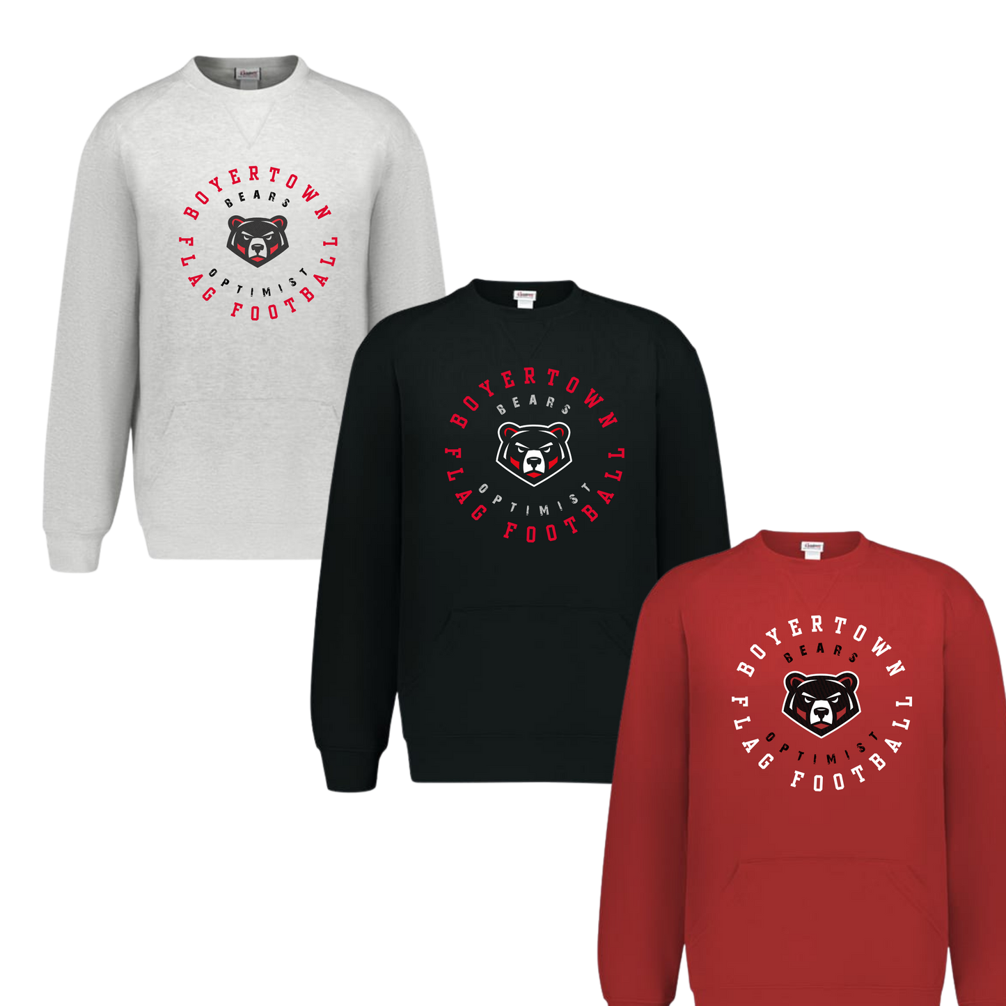 Boyertown Optimist Flag Football Unisex Crewneck W Pouch Pockets -Huddle Up