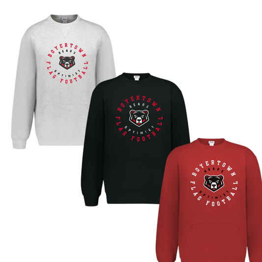 Boyertown Optimist Flag Football Unisex Crewneck W Pouch Pockets -Huddle Up