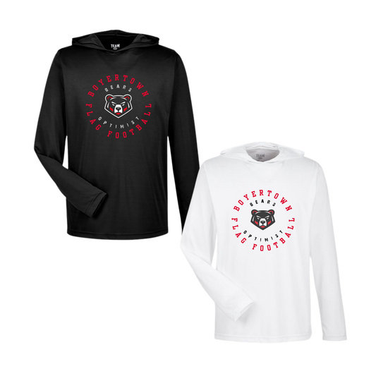 Boyertown Optimist Flag Football Unisex Hooded Performance LS Tee - Huddle Up