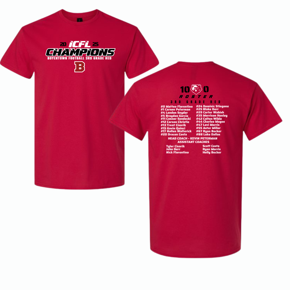 Bears ICFL Champs Roster Apparel
