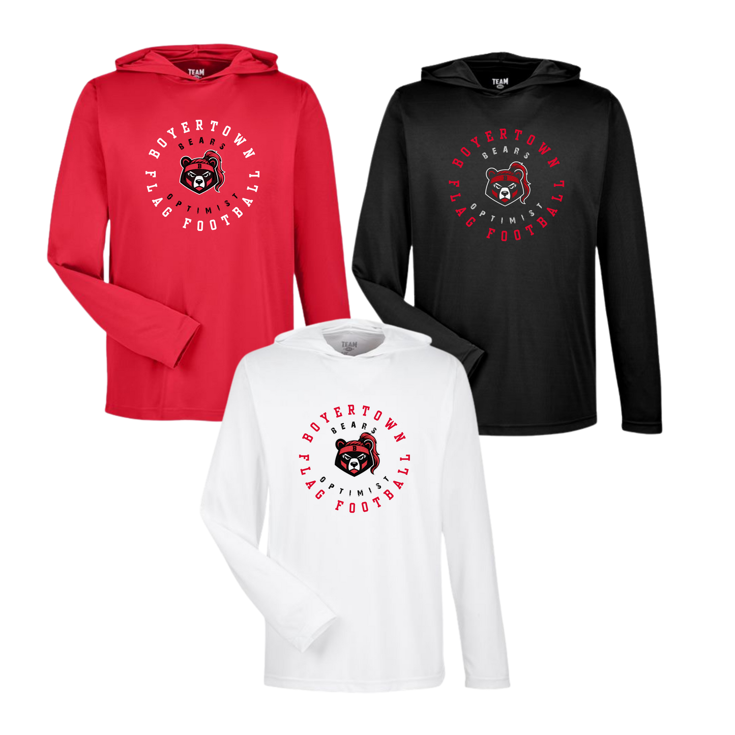 Boyertown Optimist Flag Football Unisex Hooded Performance LS Tee - Huddle Up Girls