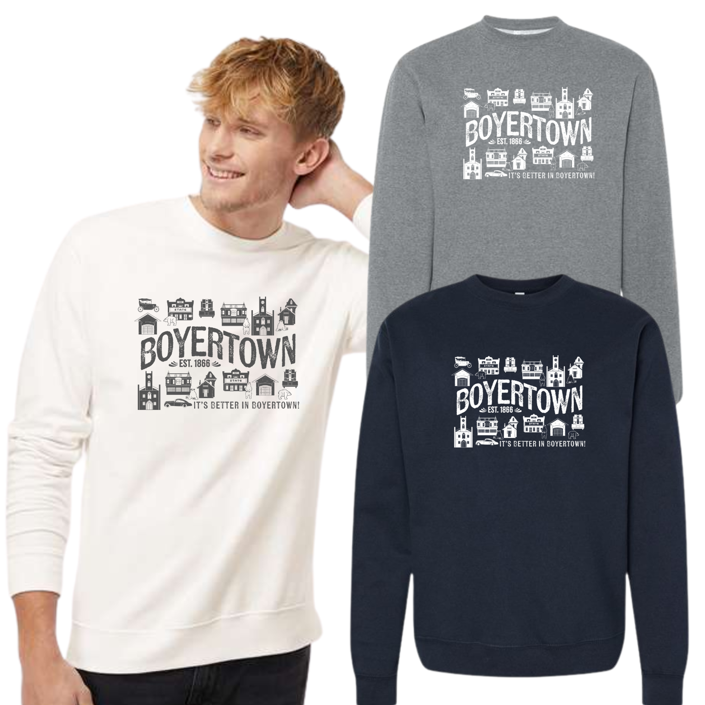 Building A Better Boyertown Independent Trading Co Crewneck Sweatshirt Around Town