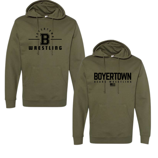 Boyertown Wrestling Military Green Hoodie
