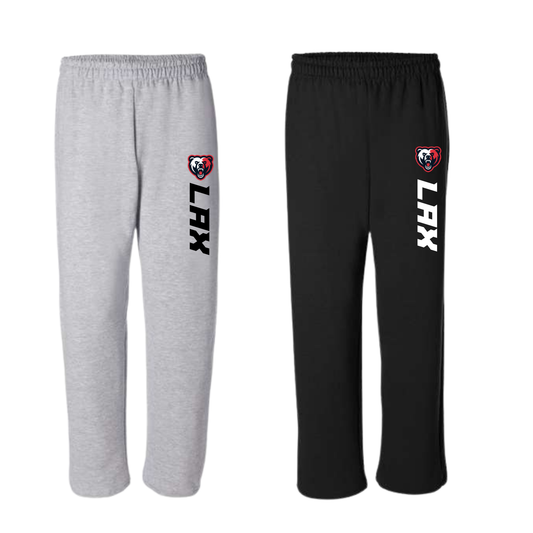 BOLT Lacrosse Unisex Open Bottom Sweatpants LAX Leg Print
