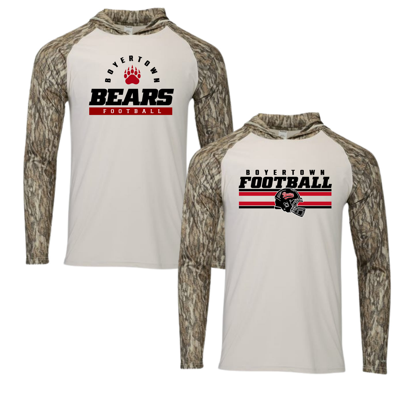 Bears Football 26 -Bottomland Camo Hooded LS Tee