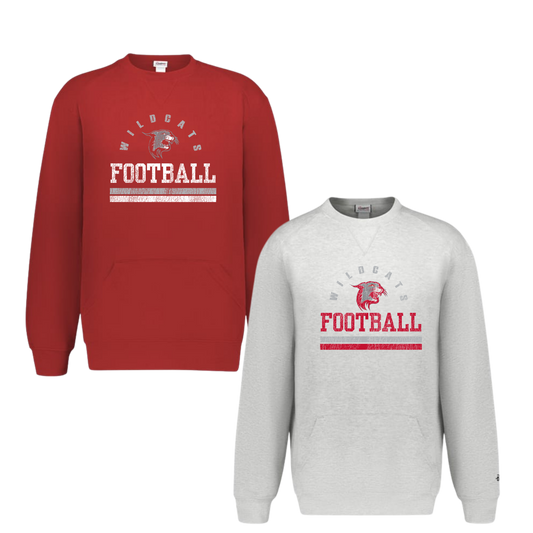 OJR Wildcats Football Unisex Crewneck With Front Pockets- Weathered