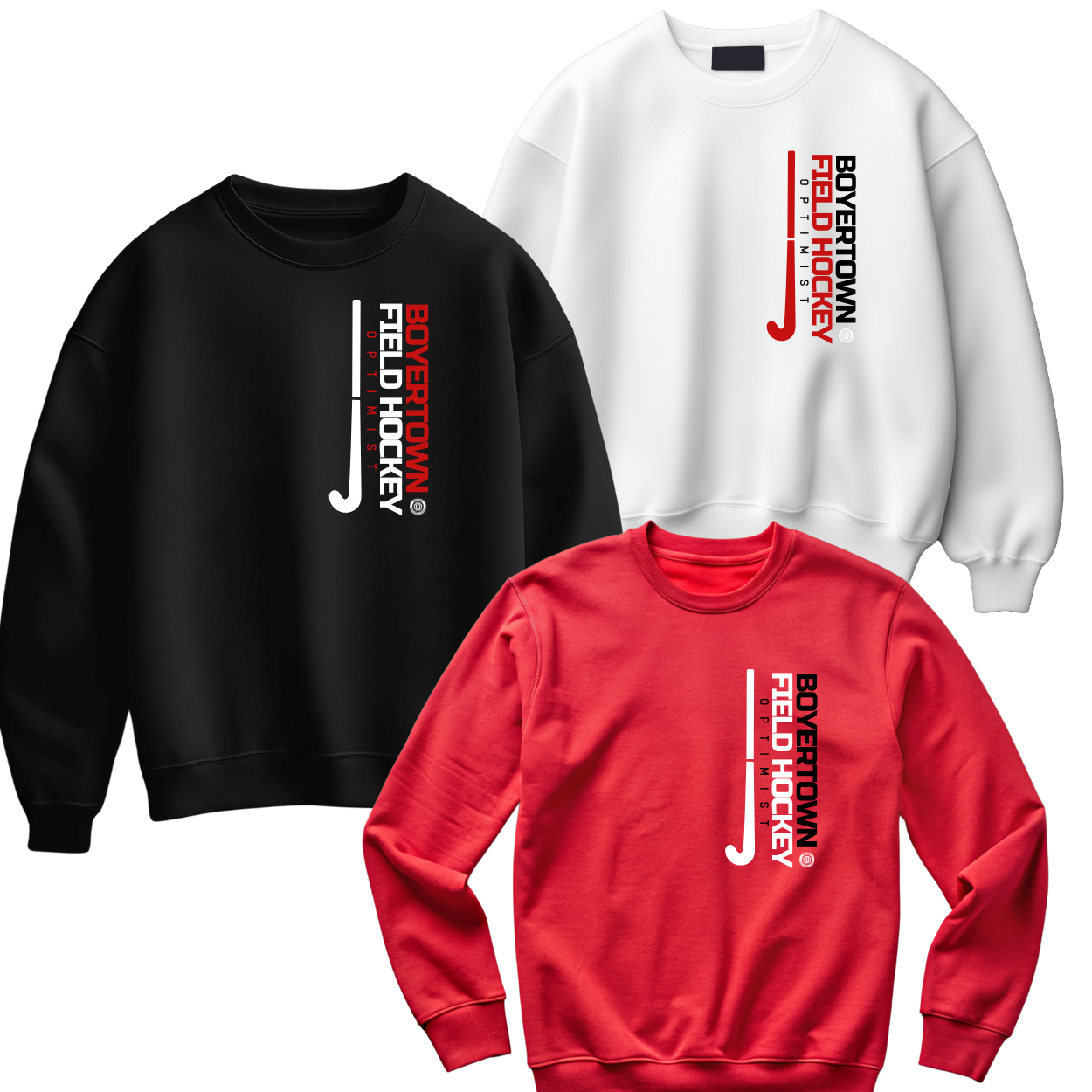Boyertown Field Hockey Unisex Crewneck Vertical
