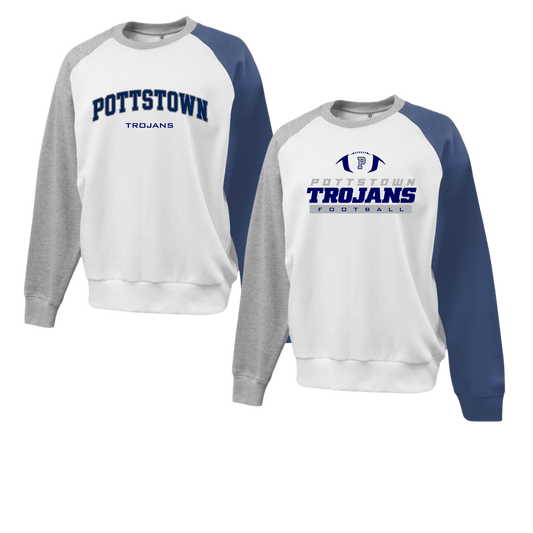 Pottstown Trojans Football Colorblock Crew ( Navy/Grey/White)
