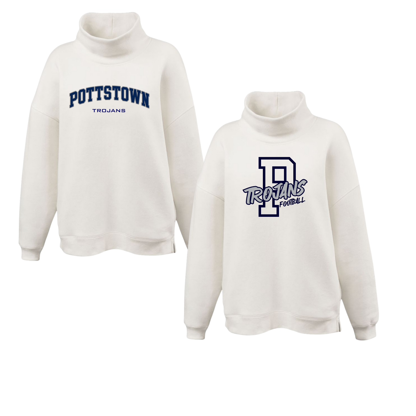 Pottstown Trojans Football Ladies Oversized Mockneck