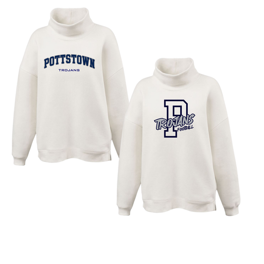 Pottstown Trojans Football Ladies Oversized Mockneck