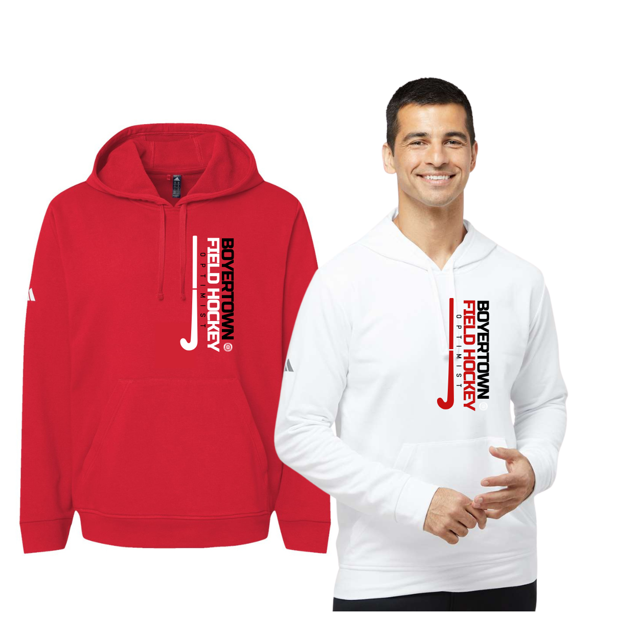 Boyertown Optimist Field Hockey Adidas Brand Hoodie Vertical