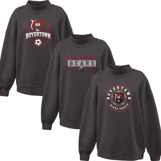 Boyertown Boys Soccer Oversized Womens Mockneck