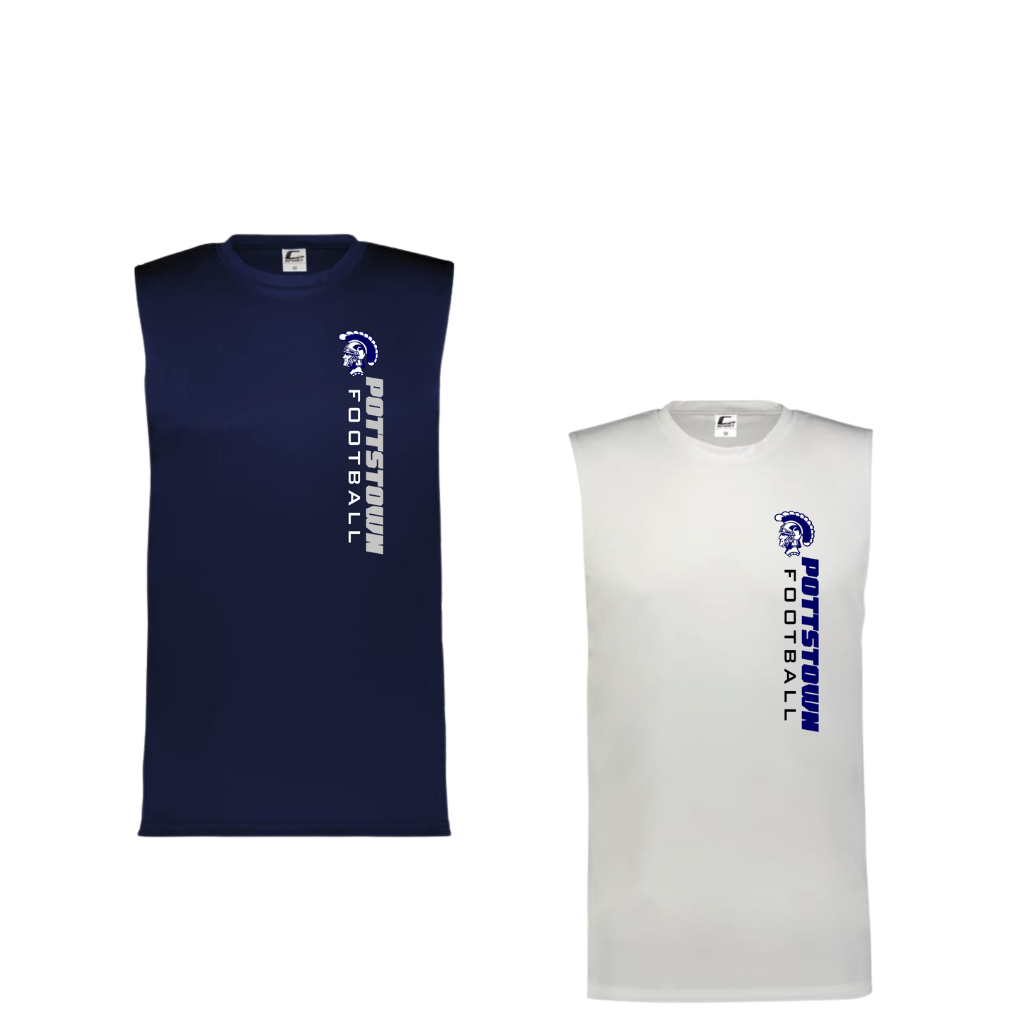 Pottstown Trojans Football Sleeveless Dri Fit Training Tee - Vertical