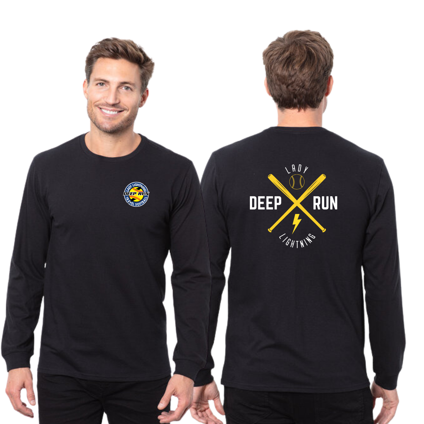 Deep Run Adult & Youth LS Cotton Tee BOLT Back Print