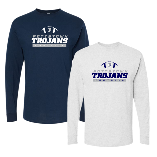 Pottstown Trojans Football LS Cotton Tee -Campus