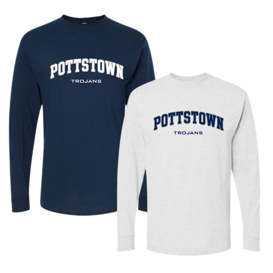 Pottstown Trojans Football LS Cotton Tee - Hometown