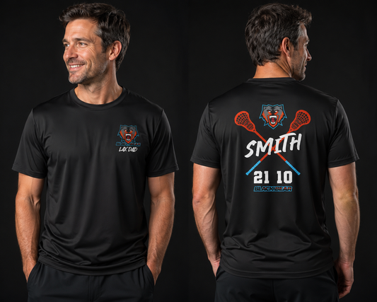 Black Bears LAX DAD Tee : Enter NAME & Number ( Numbers if multiple ) No Need To Pay For Customization