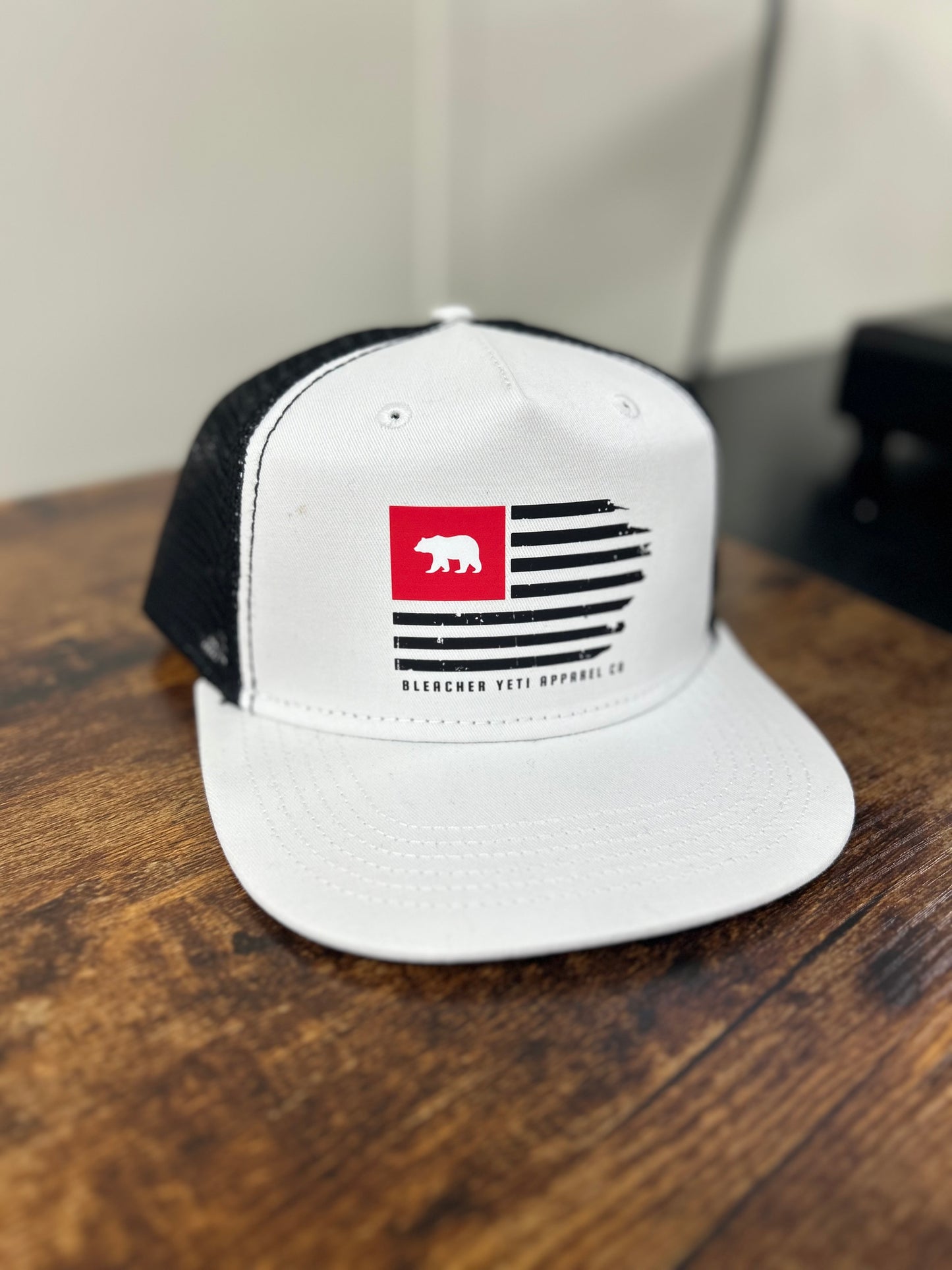 Bear Nation 5 Panel White/Black Trucker Style Hat