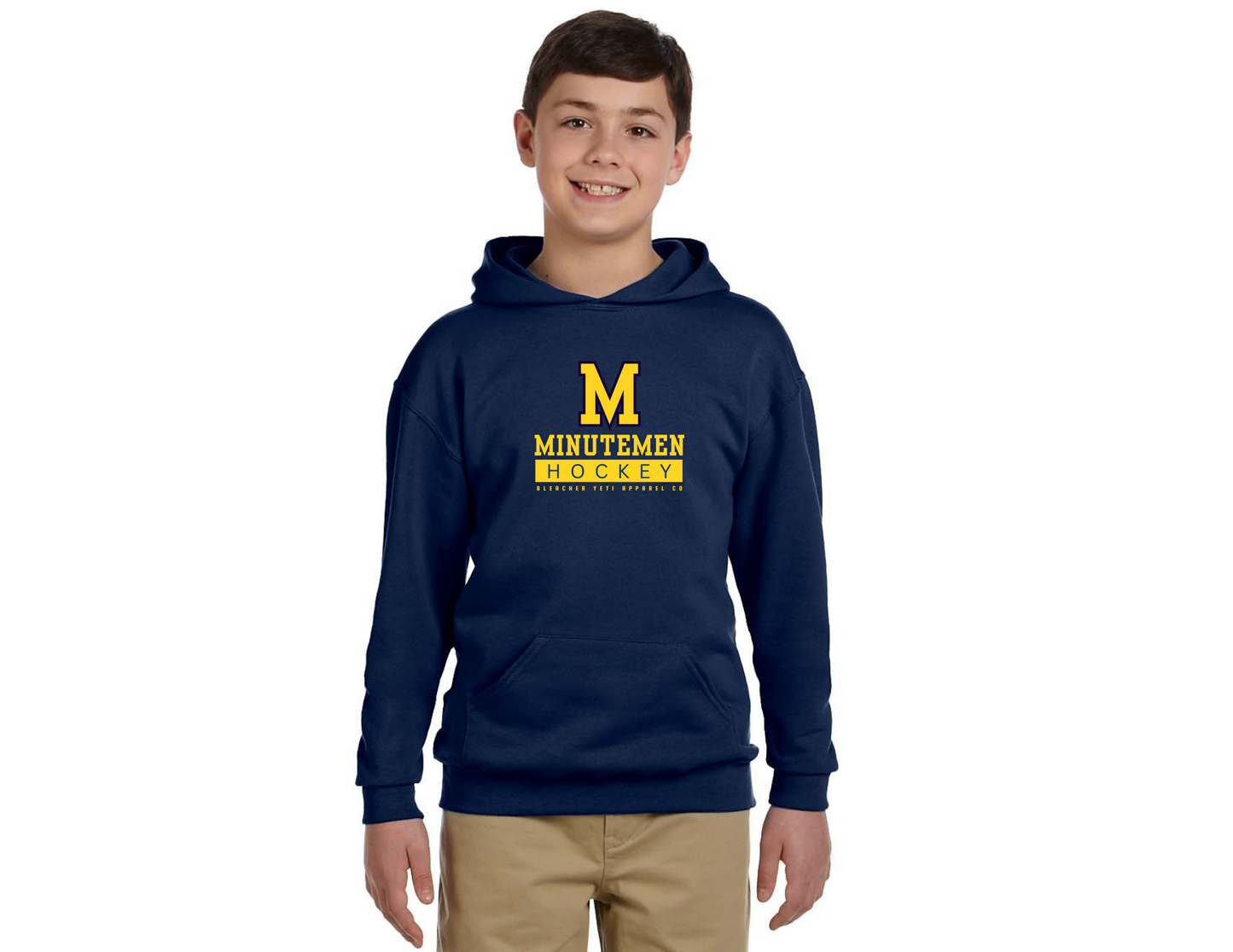Minutemen Youth Hoodie Quad On Navy