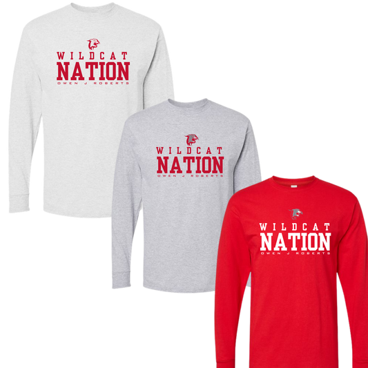 OJR Football LS Cotton Unisex Tee - Wildcat Nation