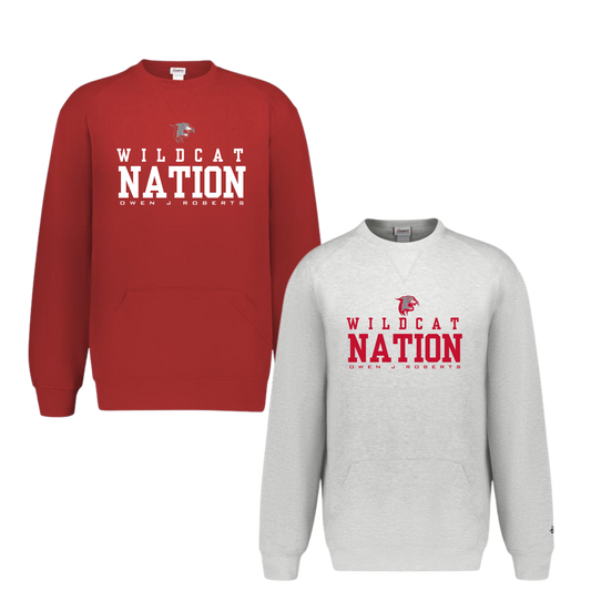 OJR Wildcats Football Unisex Crewneck With Front Pockets- Wildcat Nation