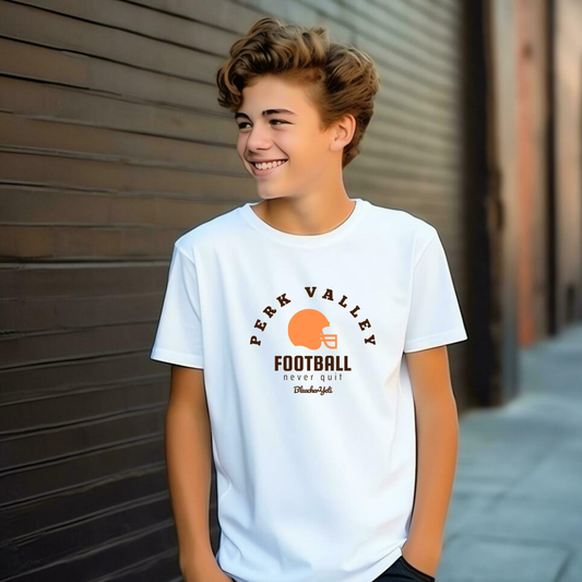 PV Football Helmet Youth White Tee