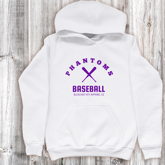 Phantom Baseball White Youth Hoodie