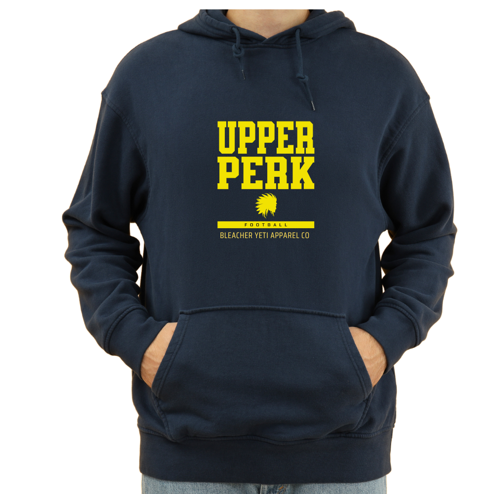 UP Football Yellow Type Navy Hoodie