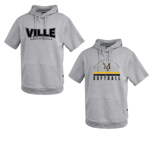 Millersville Club Softball Raw Cut Hooded Short Sleeve Hoodie