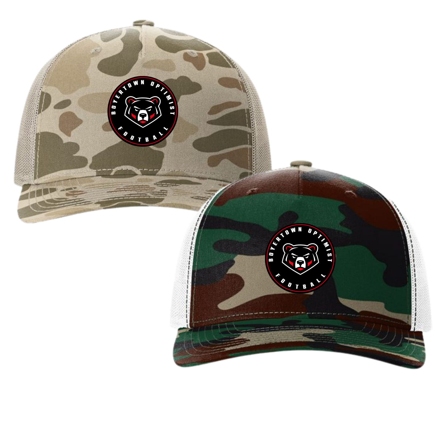 Boyertown Optimist Football  Richardson Trucker Camo Patch Hat