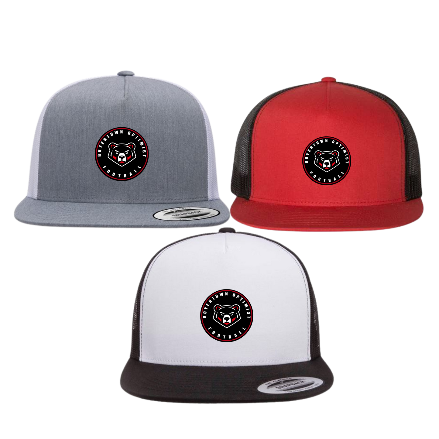 Boyertown Optimist Football Snapback Trucker Flat Brim Hat Patch