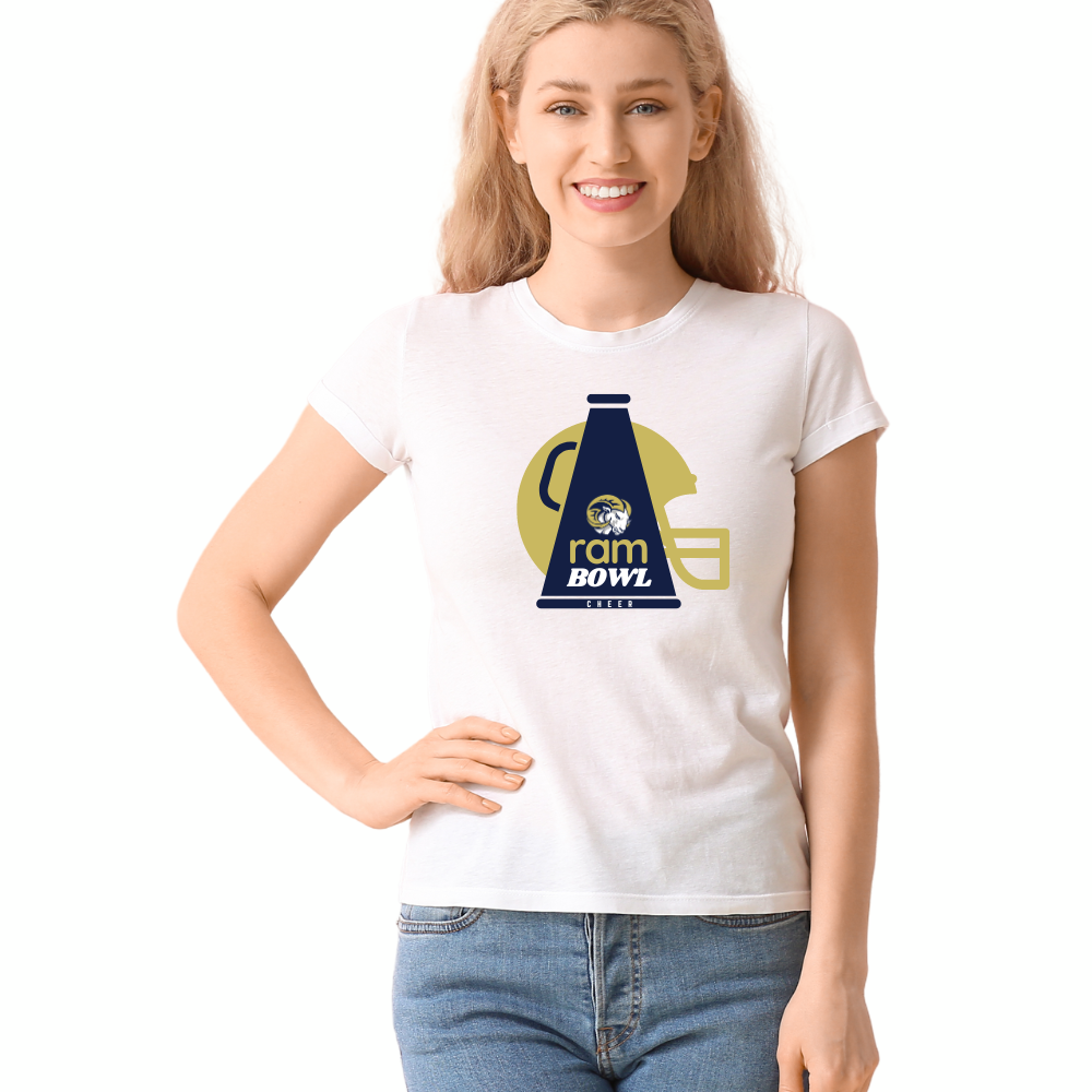 Ram Bowl Mega Phone Cheer Tee Ladies