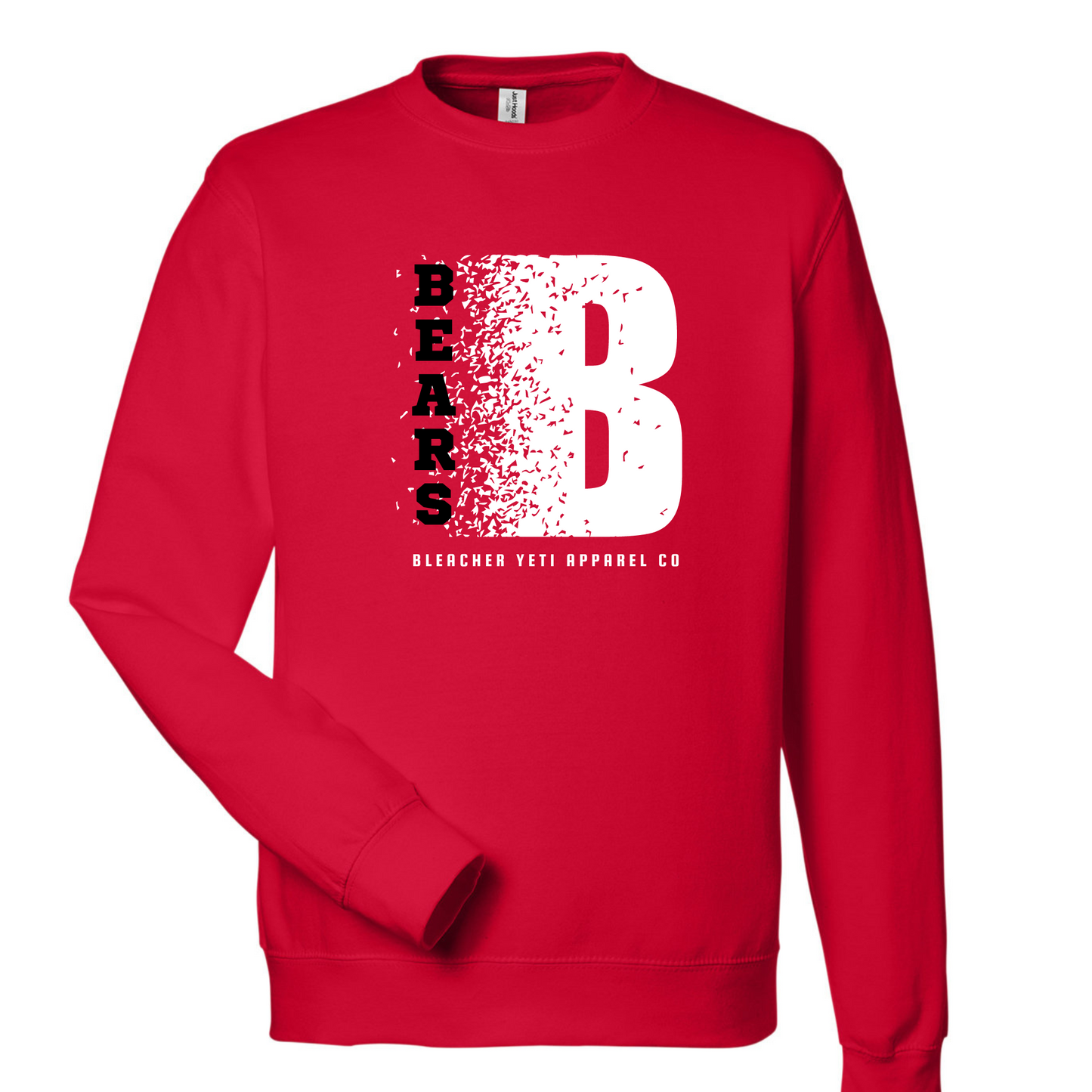 Bears Distorted B On Red Unisex Crewneck