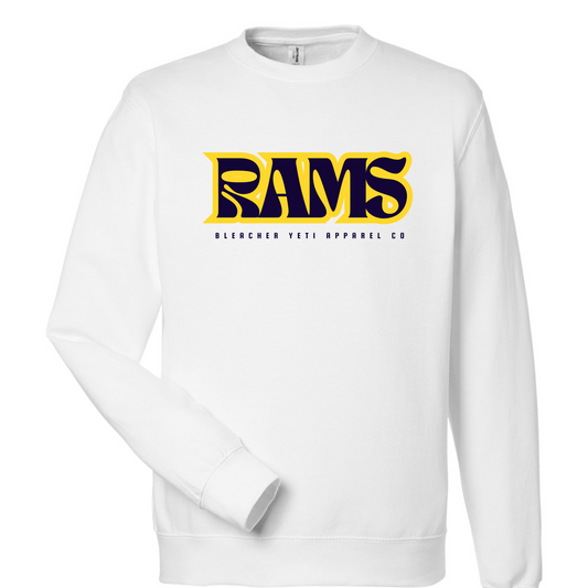 Rams On White Campus Crewneck