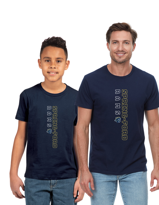 Rams Vertical Unisex Cotton Tee Spring-Ford Boosters