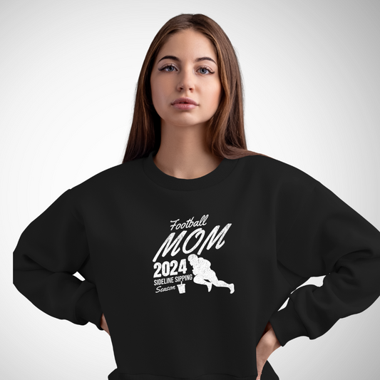 Sideline Sipping Season Football Mom Crewneck Sweatshirt